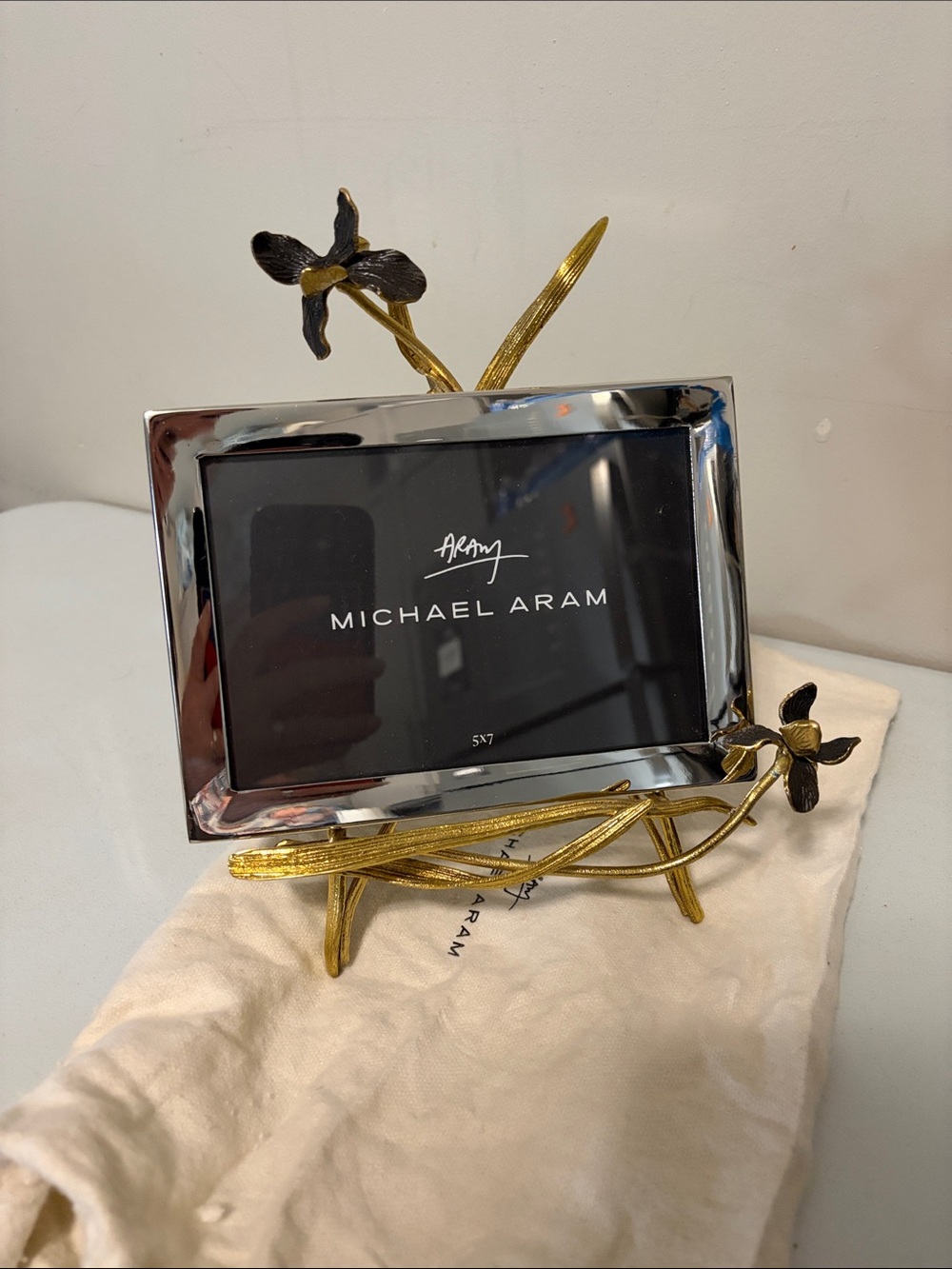 Michael Aram Gold and Silver Floral Branch Picture Frame